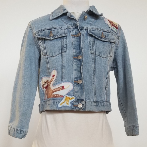 Sock monkey business denim jean jacket - Picture 2 of 6
